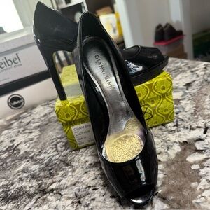 Gianni Bini Black Patent Peep-Toe Stiletto Heels